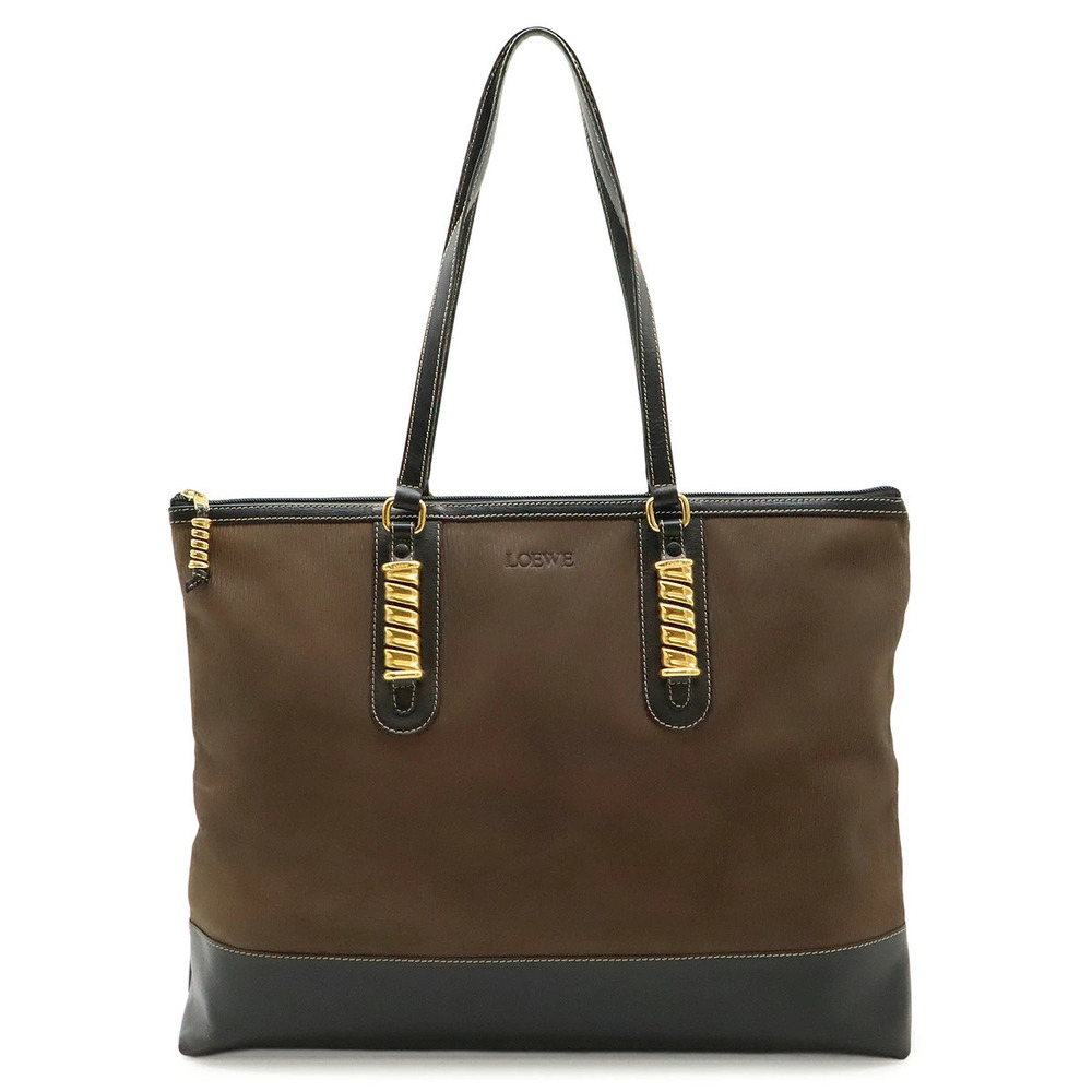 Loewe Velzquez Tote Bag Shoulder Bicolor Nubuck Leather Brown Black